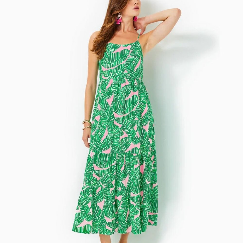 NWT Lilly Pulitzer Teresa Maxi Dress in Conch Shell Pink Lets Go Bananas